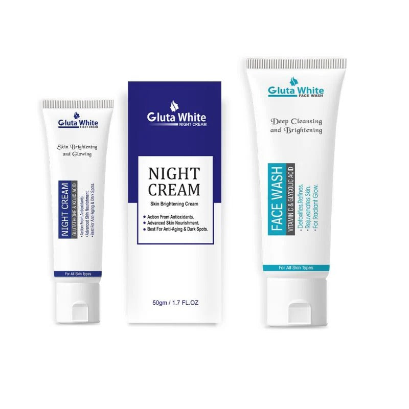 Gluta White Night Cream Tube + Face Wash Deal