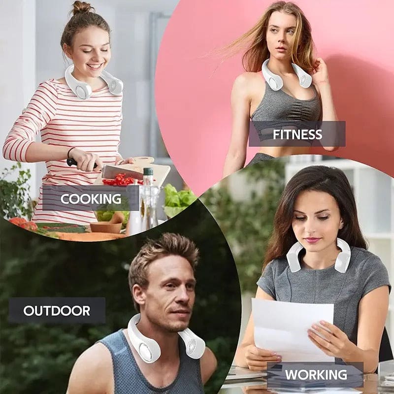 Portable Bladeless Neck Fan – Rechargeable USB Hands-Free Cooling Fan