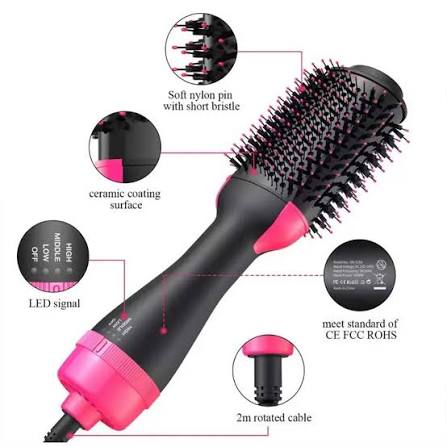 One Step Hot Air Brush – Hair Dryer, Straightener, Curler & Volumizer