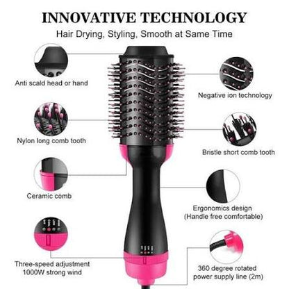 One Step Hot Air Brush – Hair Dryer, Straightener, Curler & Volumizer
