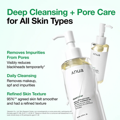 Anua Pore Control & Clear Skin Duo ( Heartleaf Pore Cleansing Oil + Heartleaf 77% Toner Clear Pad)