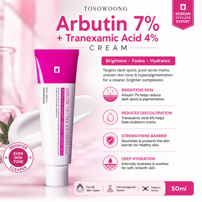 TOSOWOONG Arbutin 7% + Tranexamic Acid 4% Cream | Buy 1 Get 1 FREE