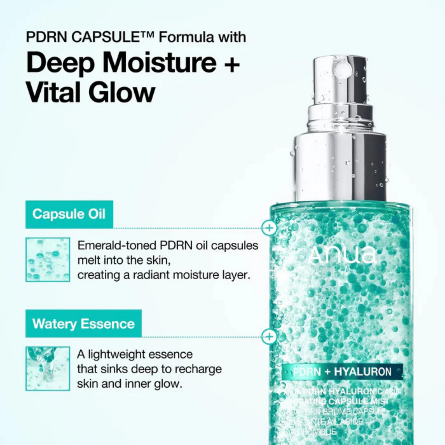 ANUA PDRN Hydration & Glow Duo ( PDRN Hyaluronic Acid Hydrating Capsule Mist +) PDRN Hyaluronic Acid 100 Moisture Cream