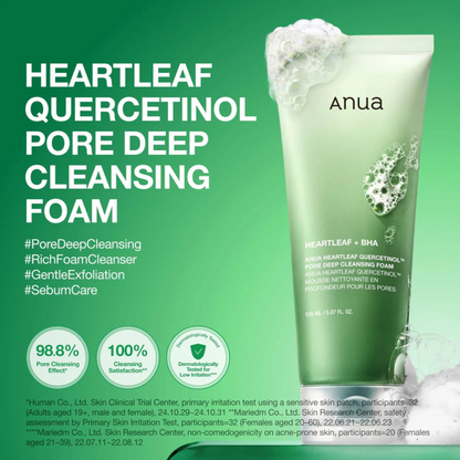 Anua Double Cleansing Duo Bundle (Heartleaf Pore Control Oil + Quercetinol Pore Deep Cleansing Foam)
