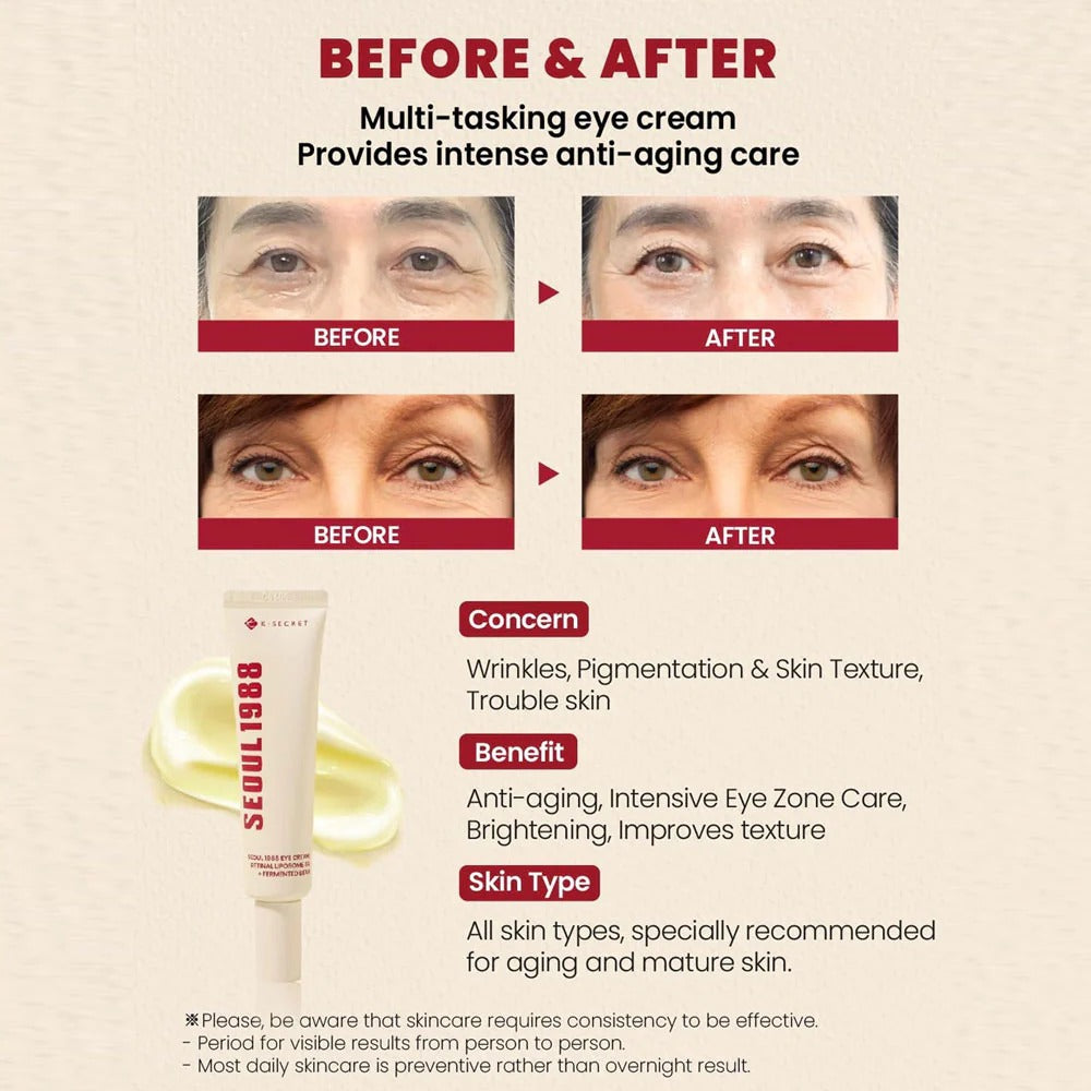 K-Secret Seoul 1988 Eye Cream : Retinal Liposome 4% + Fermented Bean 30ml