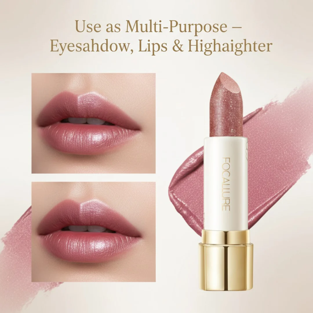 FOCALLURE Sparkle Lipstick Pack of 3 | Multi-Purpose Lipstick, Eyeshadow & Highlighter with Hydrating Shimmer Finish