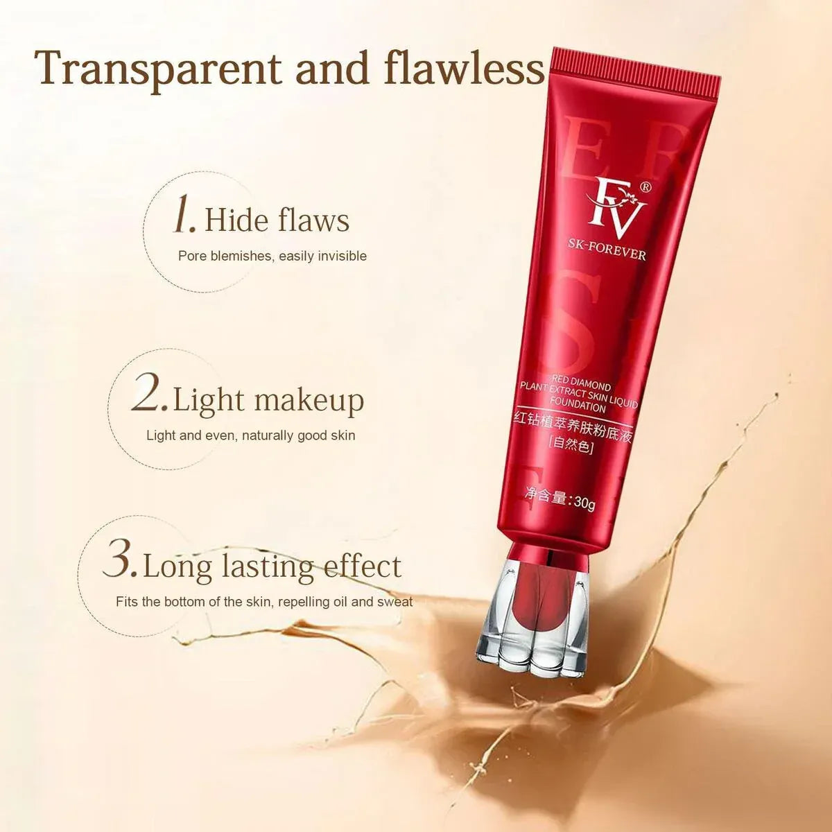 FV Waterproof Liquid Foundation – Long-Lasting Flawless Coverage (30 ml) - Buy One Get One FREE