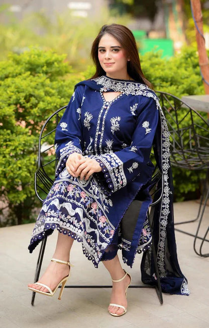 Lawn-3PC Embroidered Shirt with Chiffon Embroidered Dupatta-5061