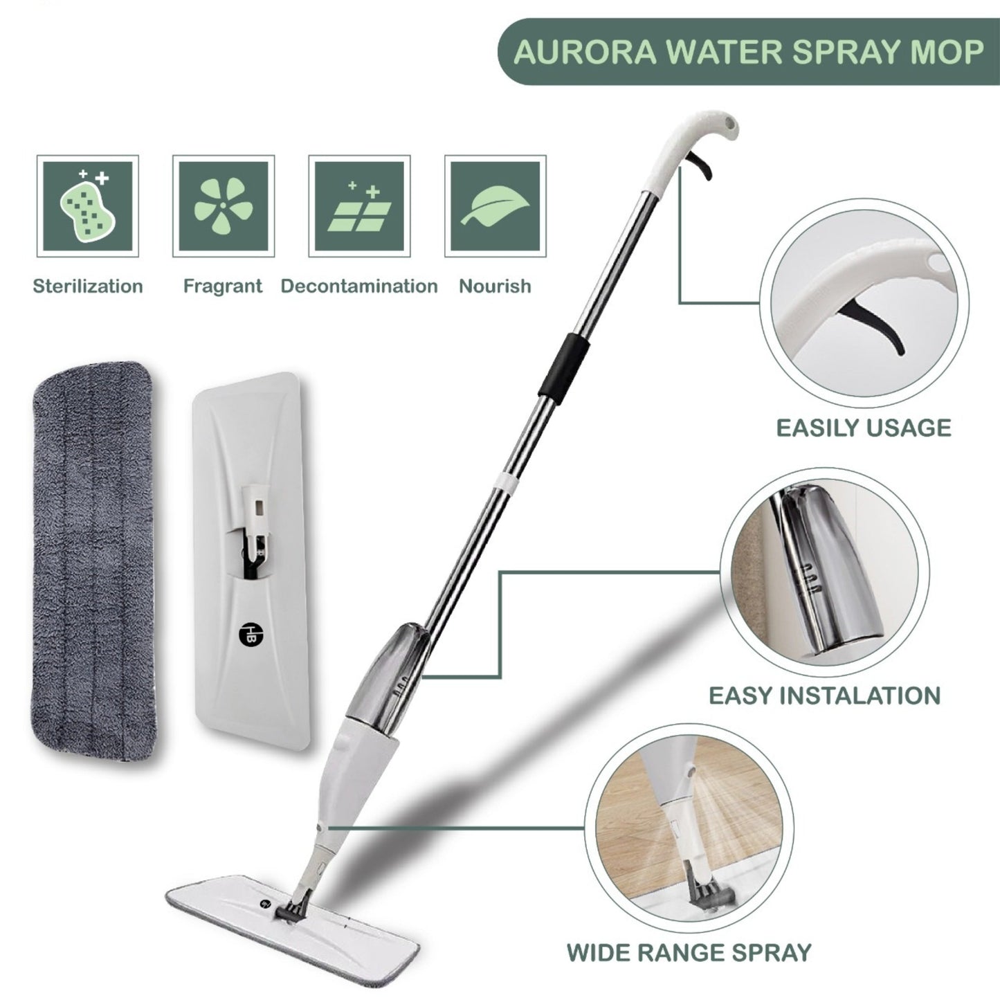 Mop - Water Spray Mop - Microfiber Spray Mop for Floor Cleaning with Washable Pads