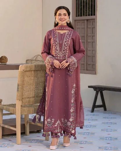 Lawn-3PC Embroidered Shirt with Chiffon Embroidered Dupatta- 5064