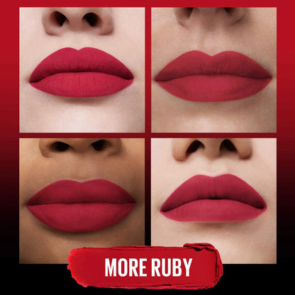 Maybelline New York Color Sensational Ultimatte Matte Lipstick, Non-Drying, Intense Color Pigment, More Ruby, Ruby Red, 0.06 oz